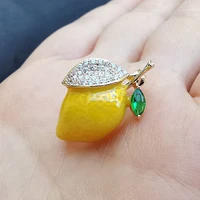 Enamel Yellow Lemon Brooches For Women Wedding Party Orange Causal Brooch Pins Gifts 3