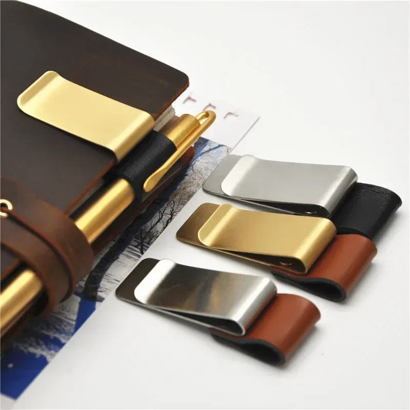 Bookmarks Stationery Supplies PU Leather Notebook Pen Clips Handmade Journal Planner Pen Holder Memo Clips Vintage Bookmarks
