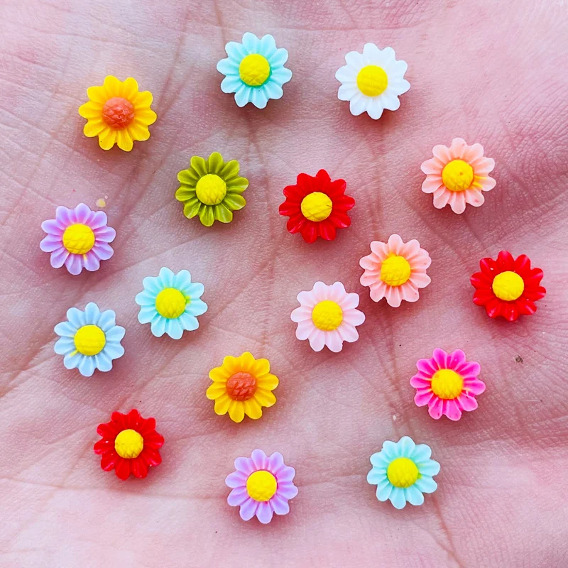 100Pcs New 6mm Cute Mixed Mini Flower Flat Back Resin Cabochons Scrapbooking DIY Jewelry Craft Decoration Accessorie J58