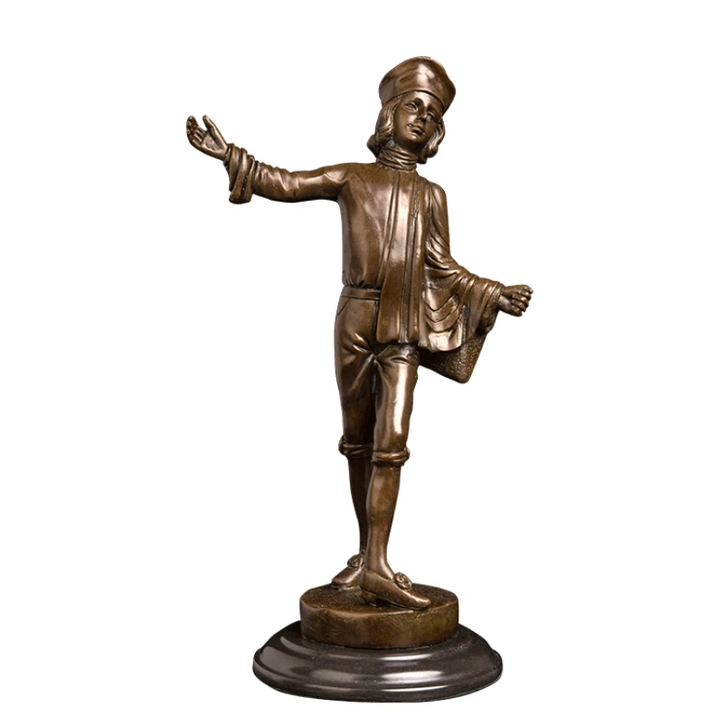 

PY-623 European Bronze Fashion Figure Boy Statue Sculpture Table Decoration Copper Fashion Man Figurines For Home Decoration