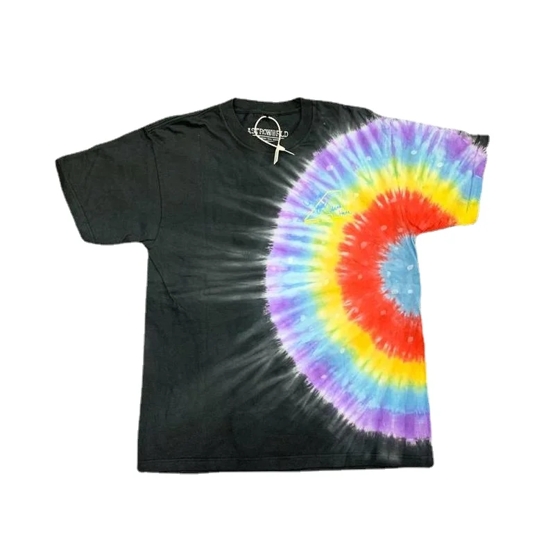 

22SS high quality 1:1 Music Festival Tour Tie Dye Print Astroworld T Shirt Men Women EU Size 100% Cotton Top Tees