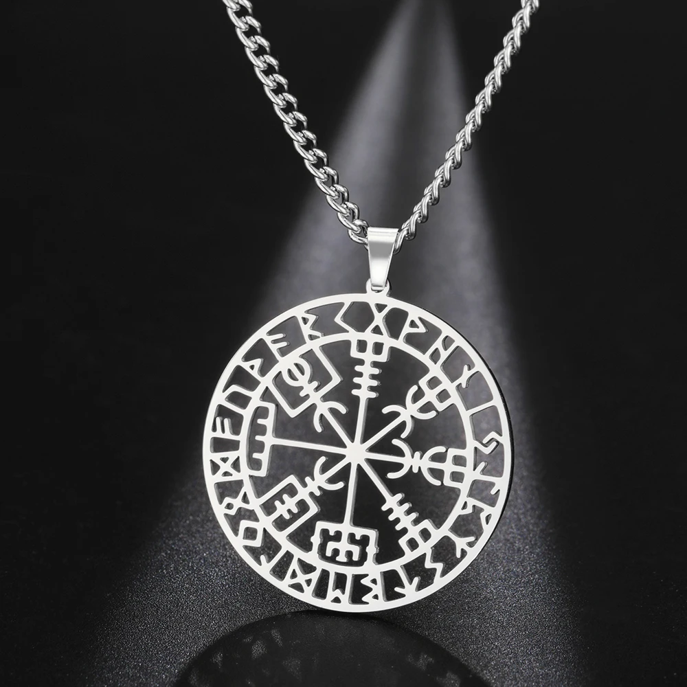 Dawapara Vegvisir Anhänger Halskette Nordische Runen Kompass Halskette Schutzamulett Edelstahl Schmuck – Detail 11
