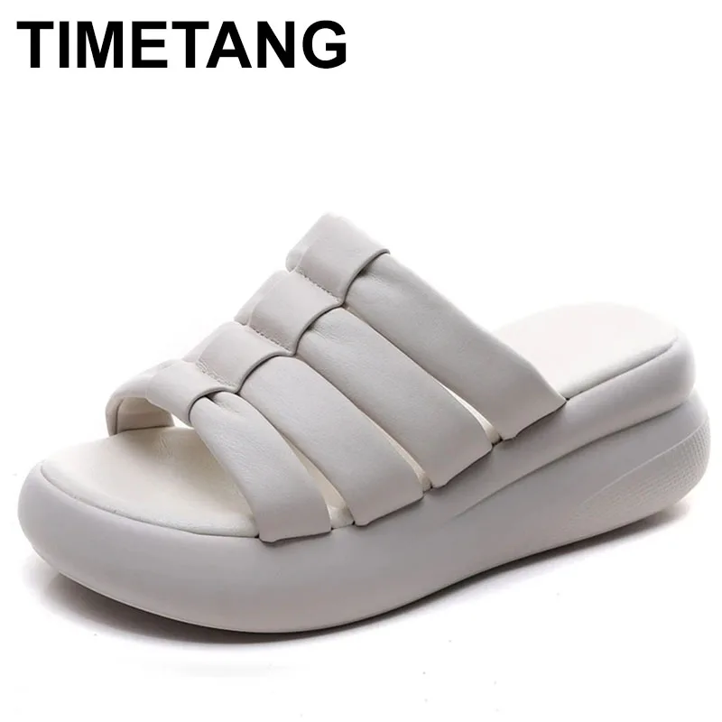 

Slippers Woman Genuine Leather Fashion Platform Sandals Outdoor Open Toe Summer Shoes For Women 2023 New Genuine Leather