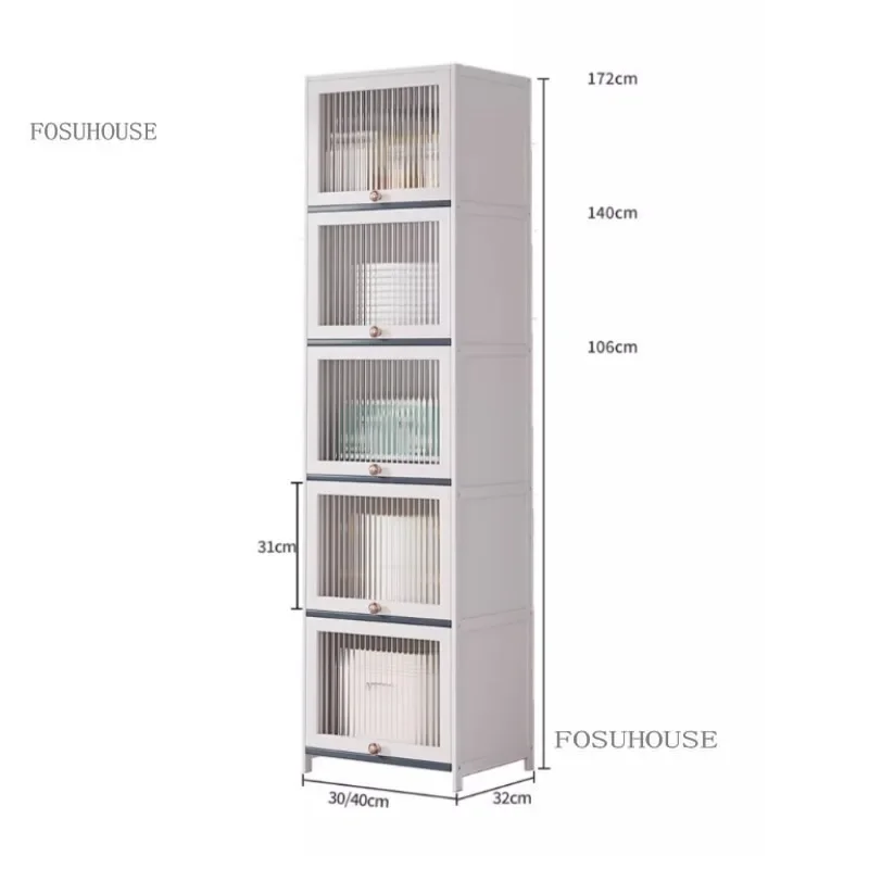 Multi-layer Kitchen Sandwich Sideboards Cabinets Floor-standing Dustproof Storage Rack Home et Cabinet with Door