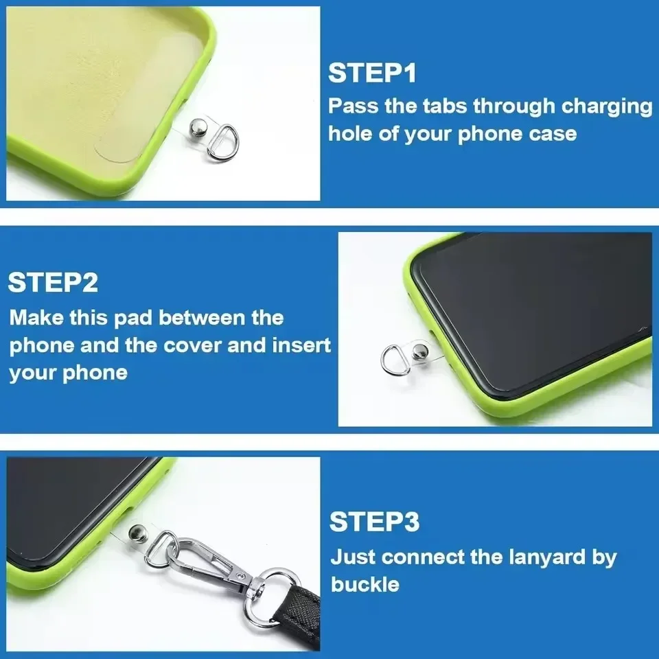 Universal Phone Tether with Metal Ring and Lanyard Connector