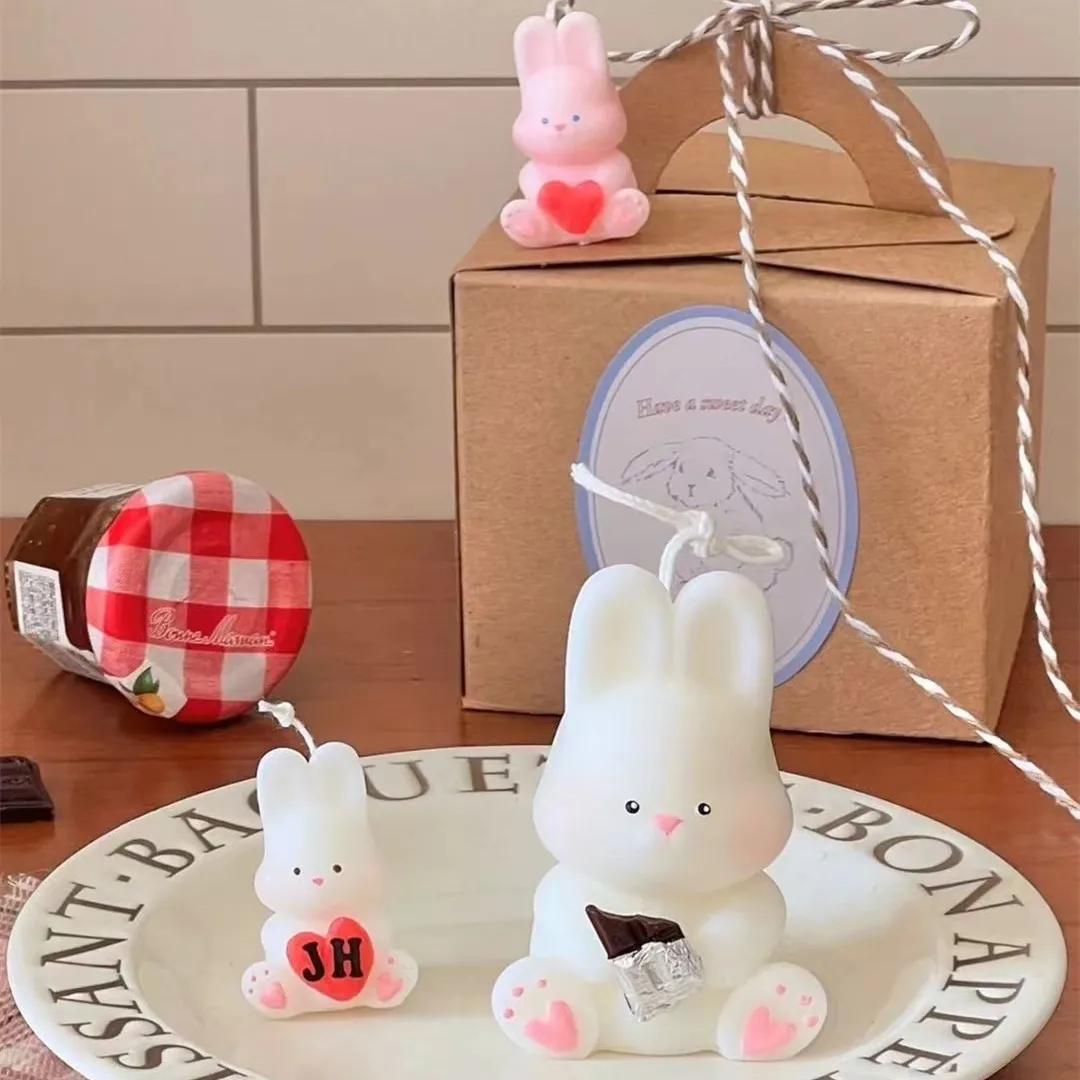 Easter Rabbit Silicone Soap Mold DIY Aromatherapy Plaster Moulds Gluttonous rabbits Silicone Mold Simulation Rabbit