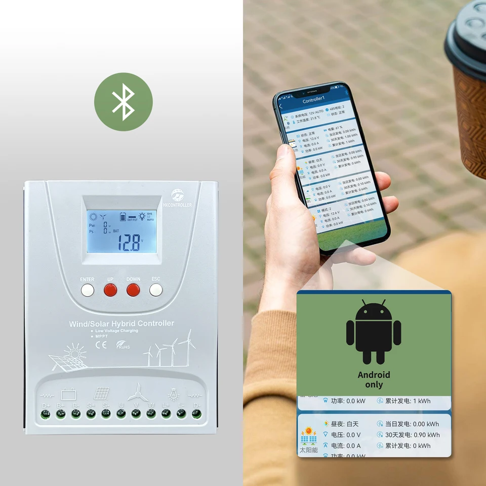 AFITO 6000W Wind Solar Hybrid Laderegler - MPPT Technologie 12V/24V/48V Mit LCD Display