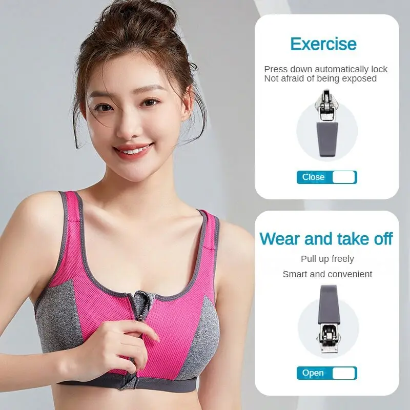 Womens Bra Yoga Sports Bra Top Shockproof Push Up Sportwear Workout Vest for Women Front Zipper Gym Running Underwear Jogging Fitness Bras womens bra