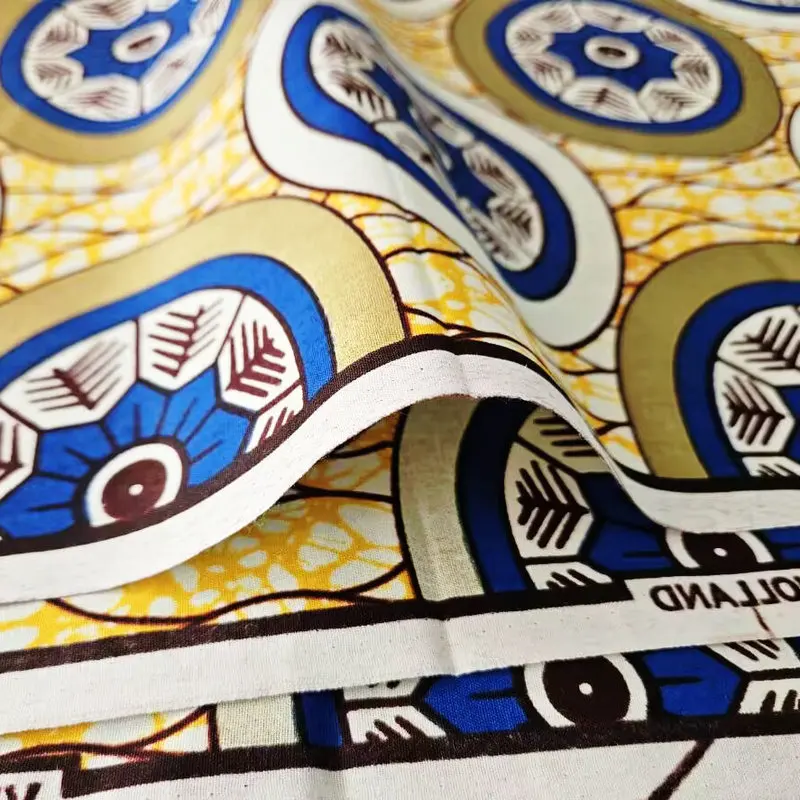 Item C2-4 Wax Print Fabric Super Golden Wax Cotton Party Cloth