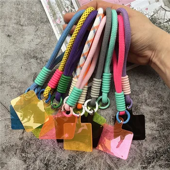 Cinturino da polso per telefono Colori contrastanti Chiavi con cordino Portachiavi in metallo Accessori con toppa Fascino per cellulare Cinturino da polso di lusso 1