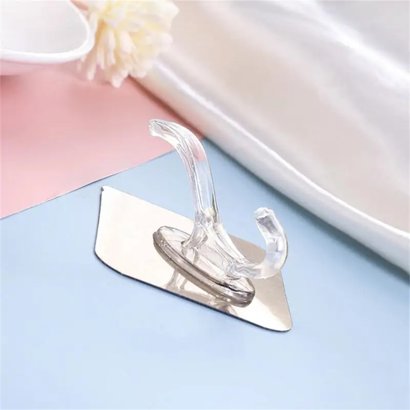 Wall Hooks Adhesive Wall Hook Transparent Household Storage Hook Towel Hooks Load-bearing Kitchen Organizer Key Holder