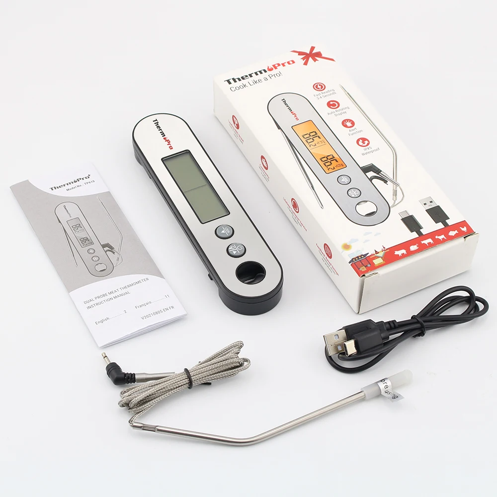 Thermopro Tp610w Waterproof Dual Probe Meat Thermometer With Alarm