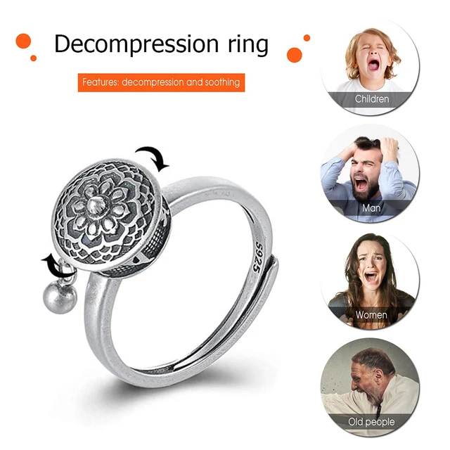 Copper Lotus Seat Rotation Anti Stress Rings Adjustable Opening Jewelry Anxiety Ring for Women Jewelry Design Rings 1