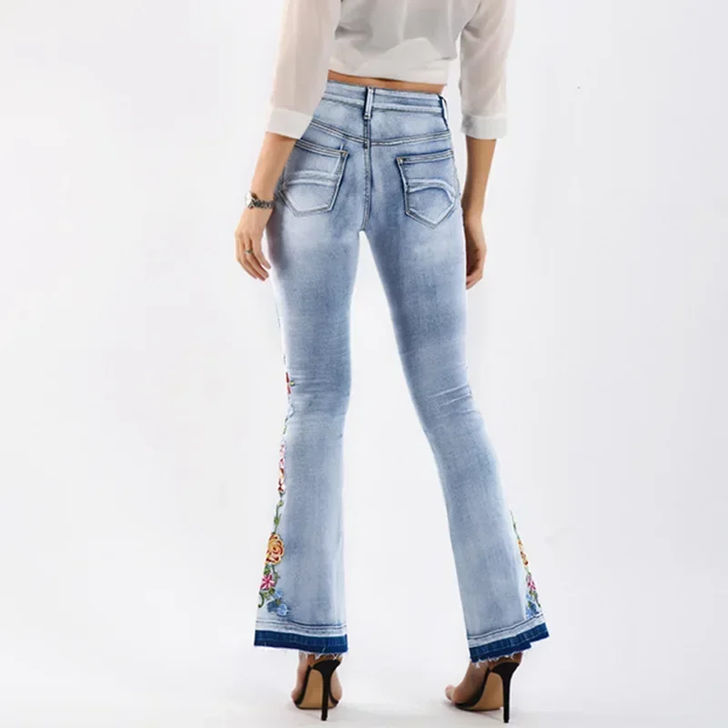 Flare Jeans for Women Vintage Embroidery Flared Jeans Stretch 2