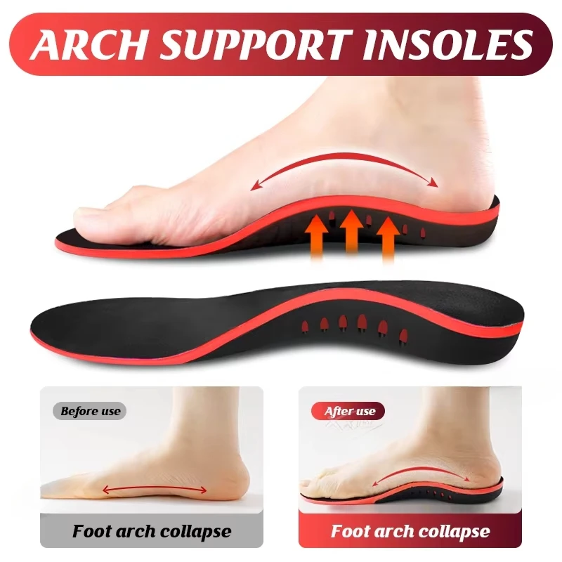 Sport Insoles for Feet PU Gel Shock Absorption Breathable Sole Pad Arch Support Pain Care