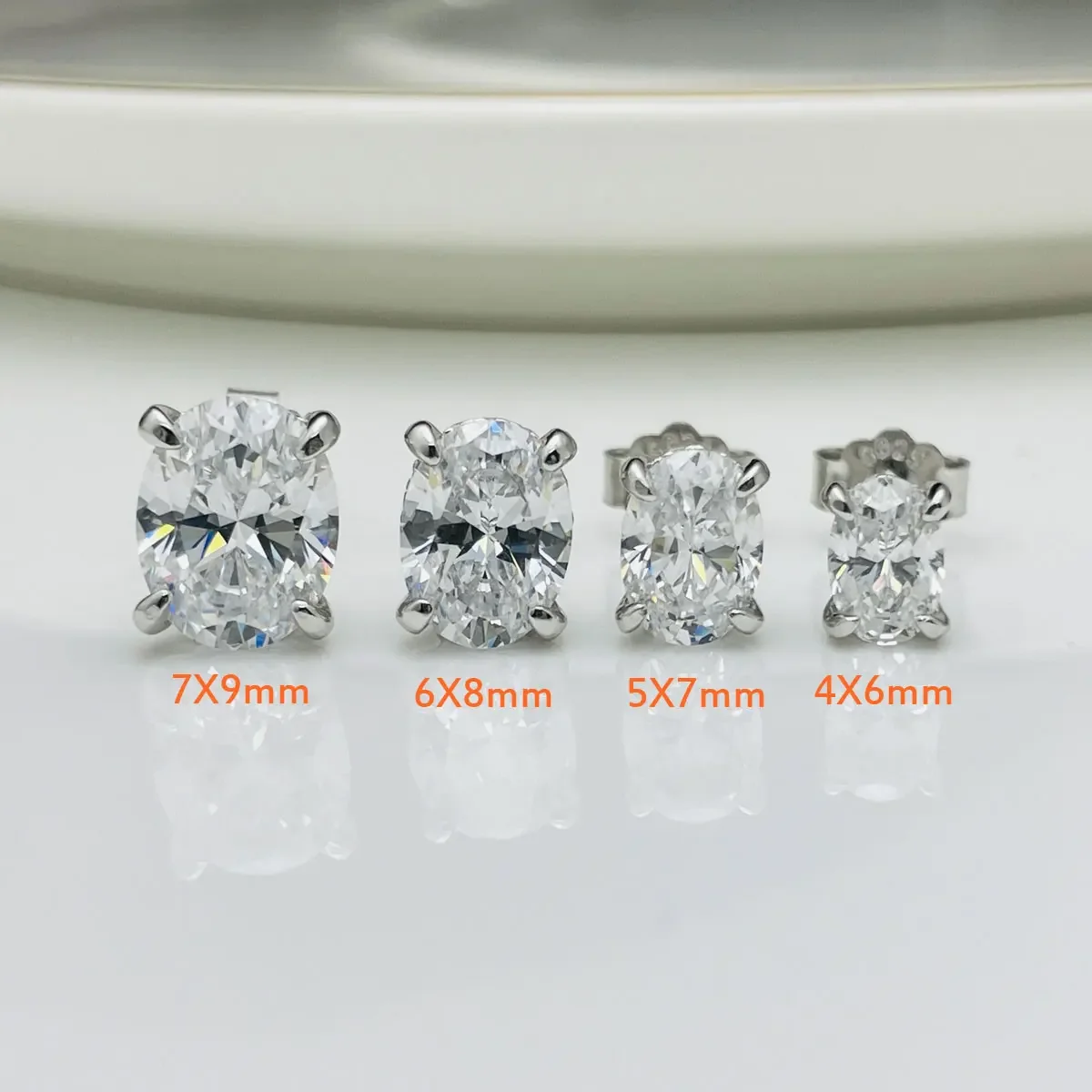 Total 4 Carats Oval Cut Moissanite Earring For Women Solid 925 Sterling Silver Stud Earrings VVS D Color GRA Certificate