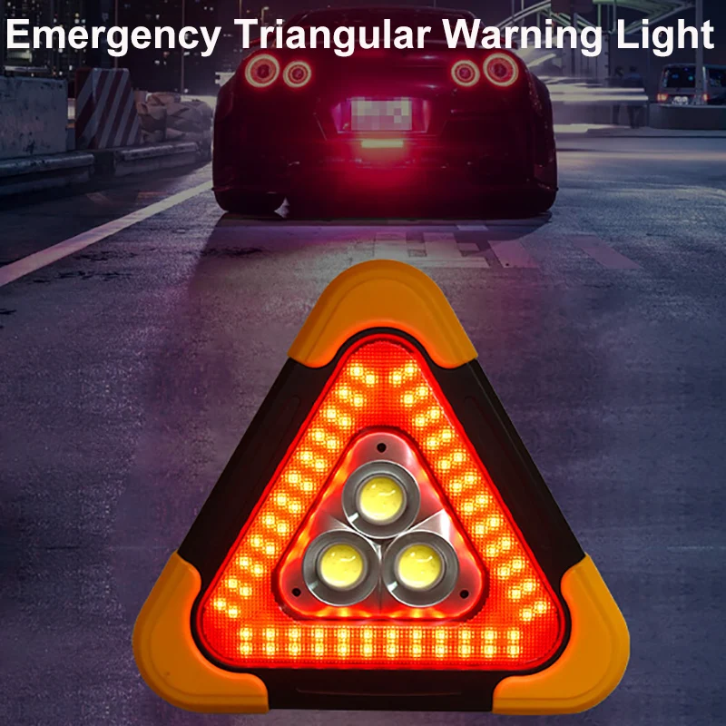 Solar-Powered Triangular Emergency Warning Light & Portable Safety Lamp
