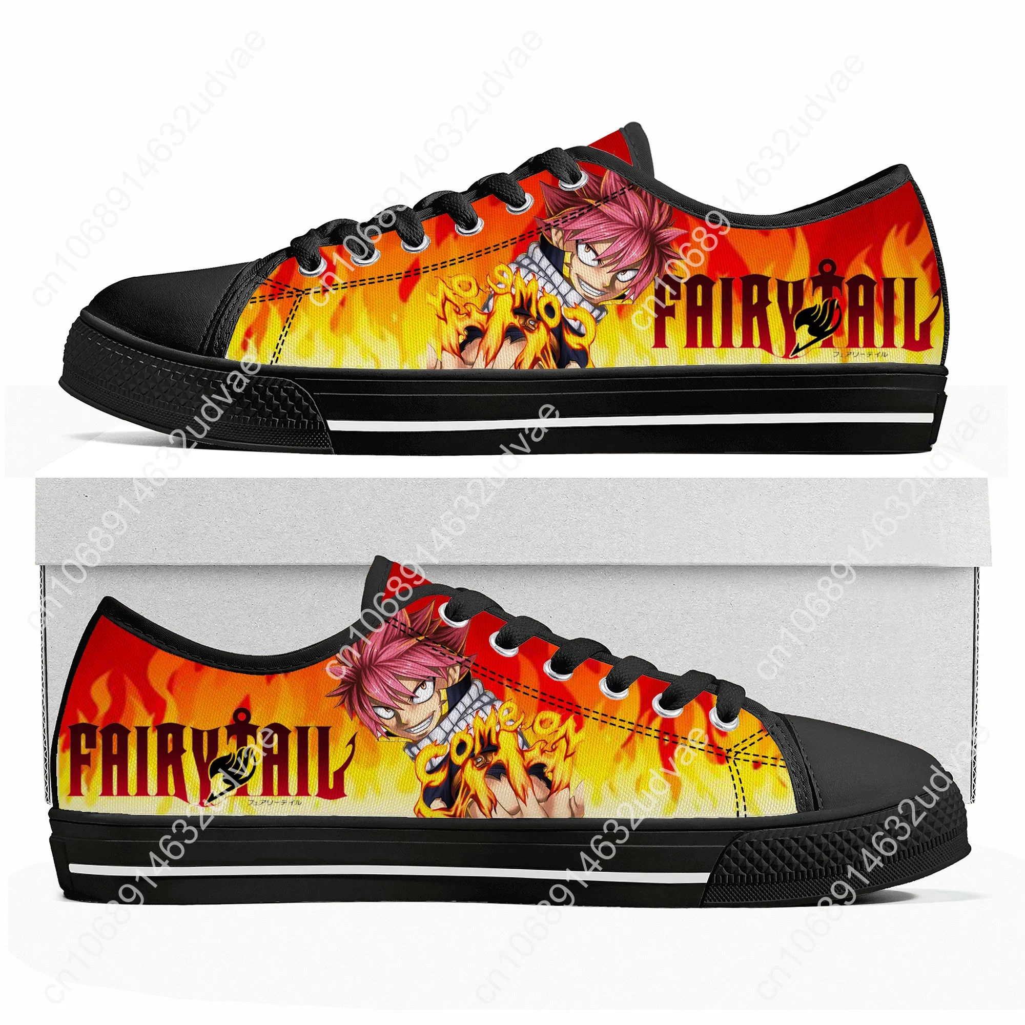 Fairy Tail Natsu Dragneel Low Top Sneakers Mens Womens Teenager Canvas High Quality Sneaker Casual Couple Shoes Custom Shoe