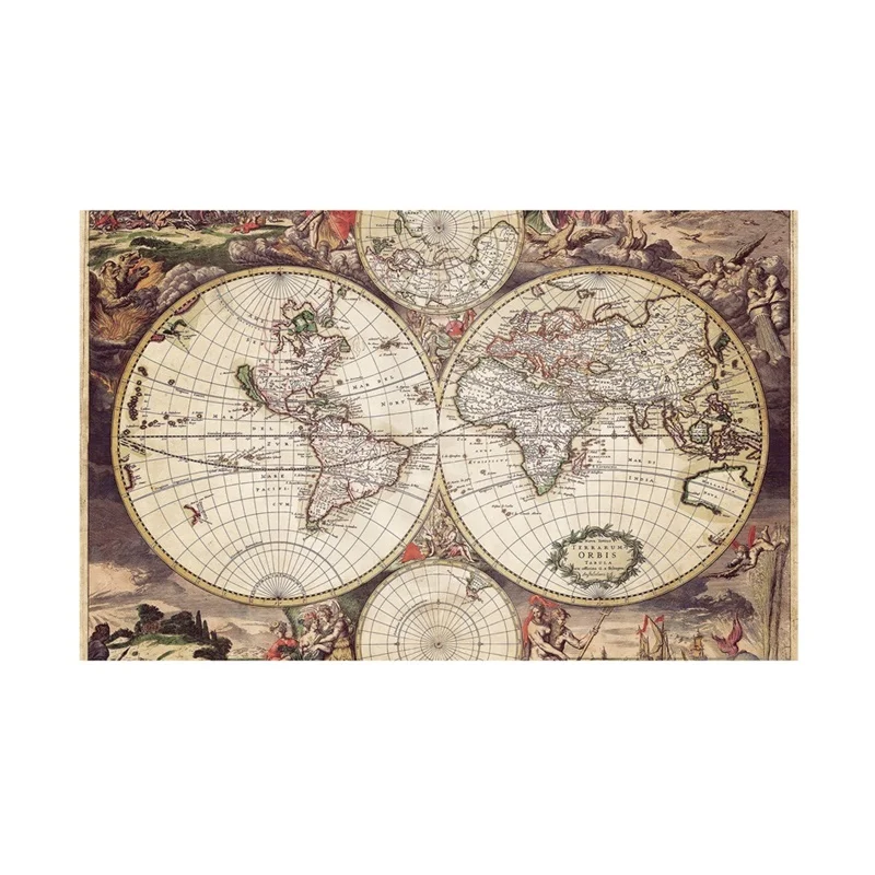 World Map Medieval Latin Art Poster Non-woven Canvas Painting Wall Decorative Prints Living Room Home Decor 59*42cm