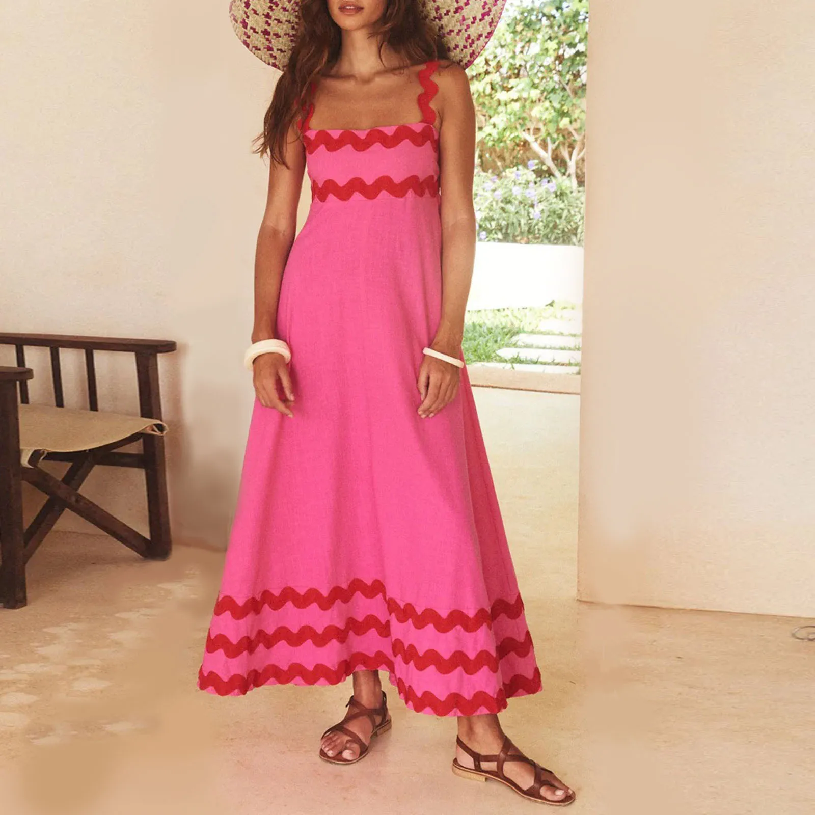 

Women's Fashion Solid Color Sleeveless Adjustable Straps Strapless Dress Women's Dress Long Dress فساتين للحفلات الراقصة