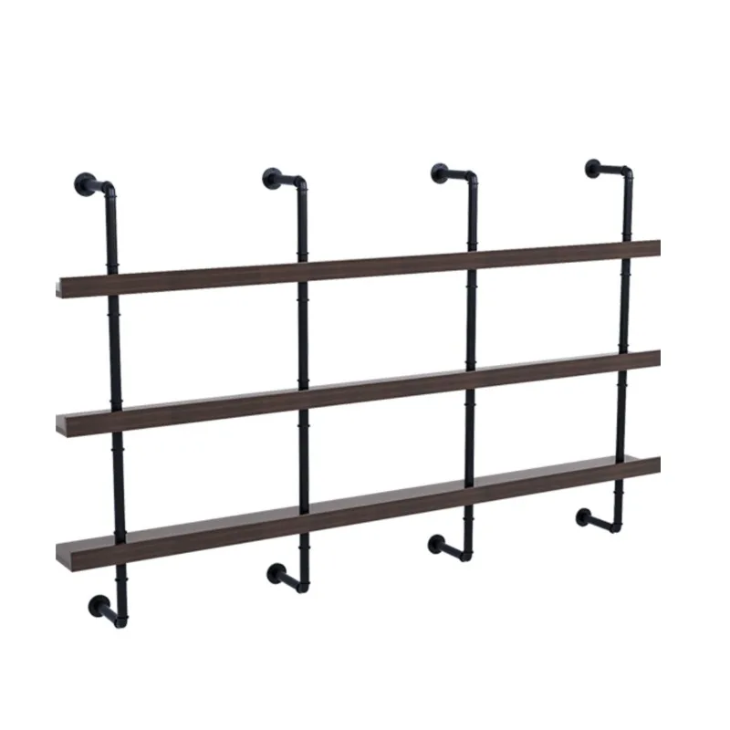 Wooden Wine Rack Industrial Wall Wrought Iron Bar Wine Display Cabinet Living Room Hotel Mini Bar Showcases Furniture with Light