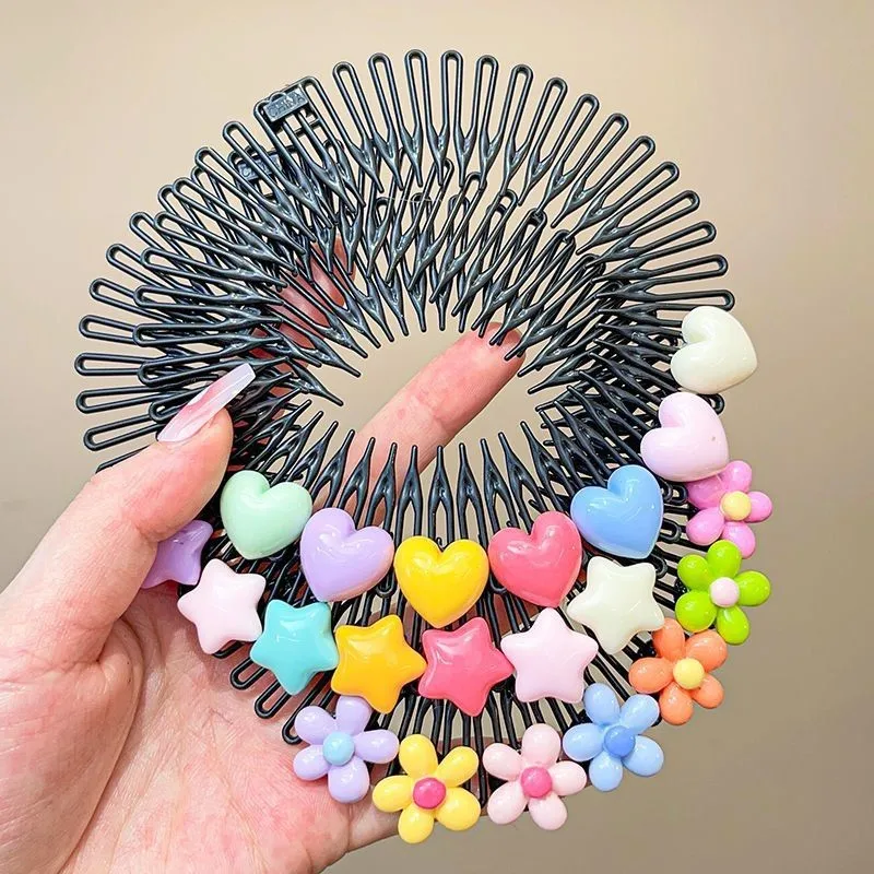 

3Pcs Children Y2k Star Colorful Hair Comb Princess Girls Hair Accessories Broken Headband Hair Clips Bunny Heart Cute Headdress