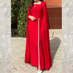 Ball Dress Evening Jersey Draped Pleat Sequined Evening A-line Square Collar Bespoke Occasion Gown Long Dresses Saudi Arabia