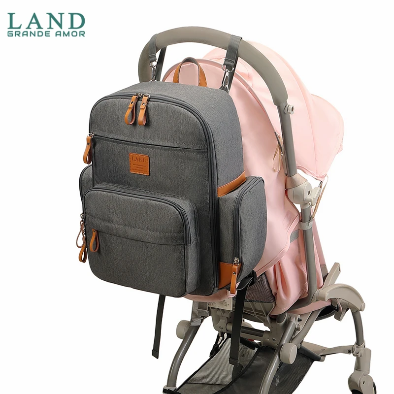 LAND Mommy Diaper Bags Baby Large Capacity Travel Nappy  Backpacks Mat Convenient Nursing insulation Bags for Mom Daddy MPB14 4