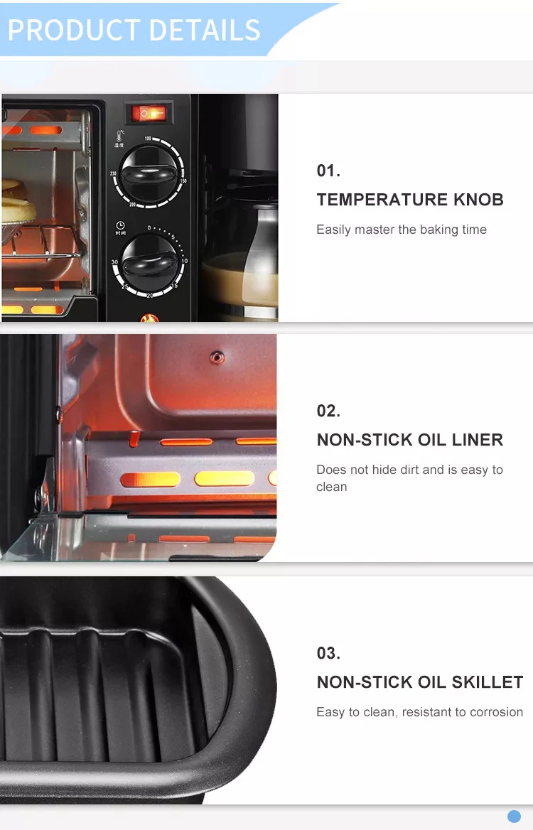 Coffee oven toaster commercial mini portable electric stove oven omelette Home 3 in 1 breakfast maker gift 6