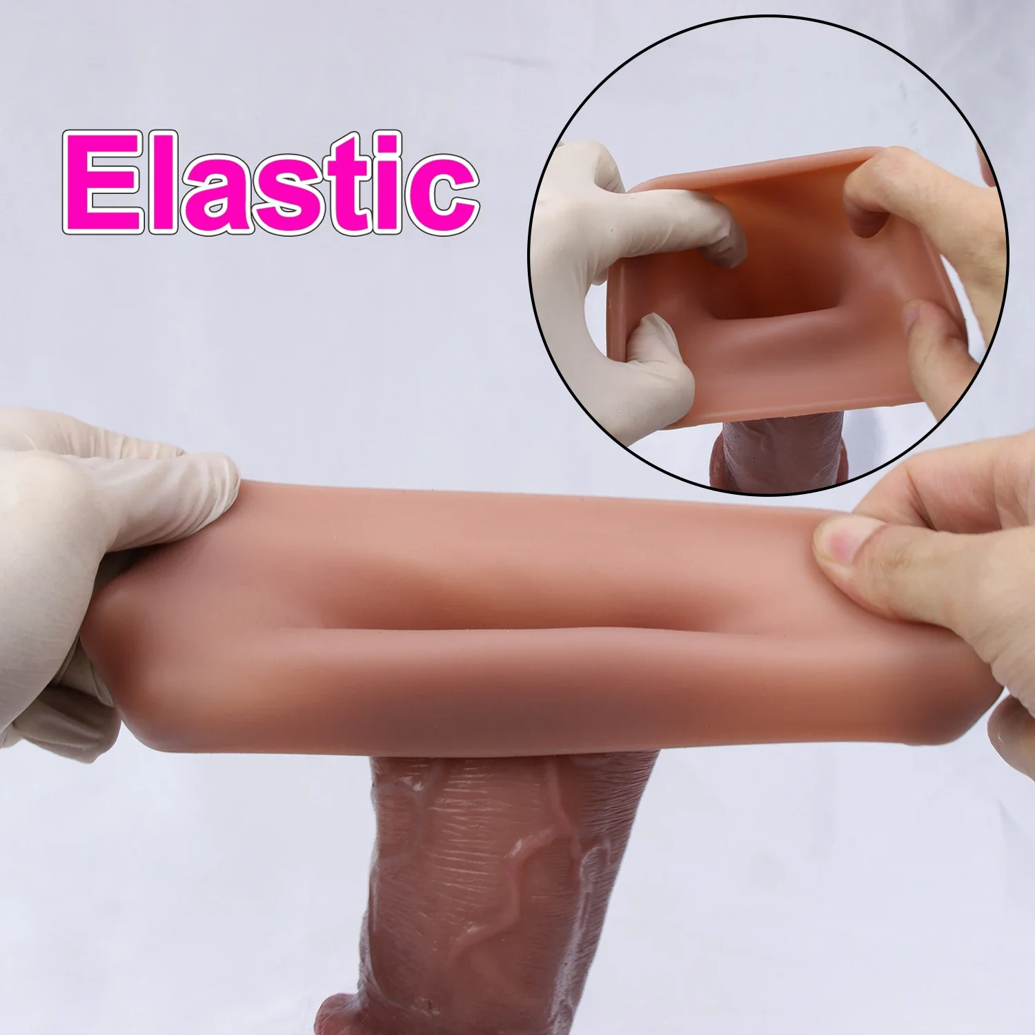 Soft Realistic Enlarger Penis Dildo Sleeve Man Delayed Ejaculation Extend Large Cock Condom Sex Toy Reusable Silicone Bold Dick sex toys
