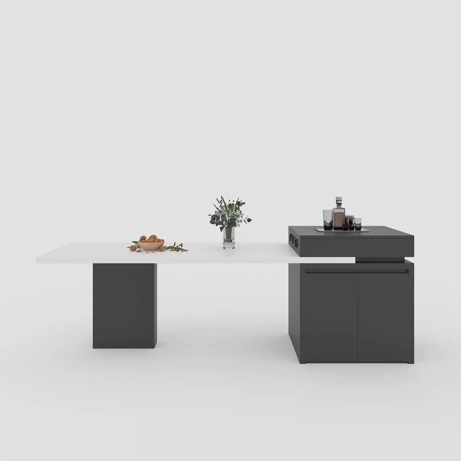 Retractable rock slab island dining table integrated household small mid-island kitchen multi-functional Italian minimalist guid