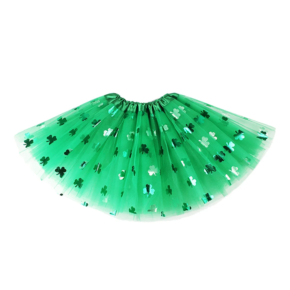 

1PC St Patrick's Day Tutu Skirt Shamrock Dancing Skirt for Girls (30cm)