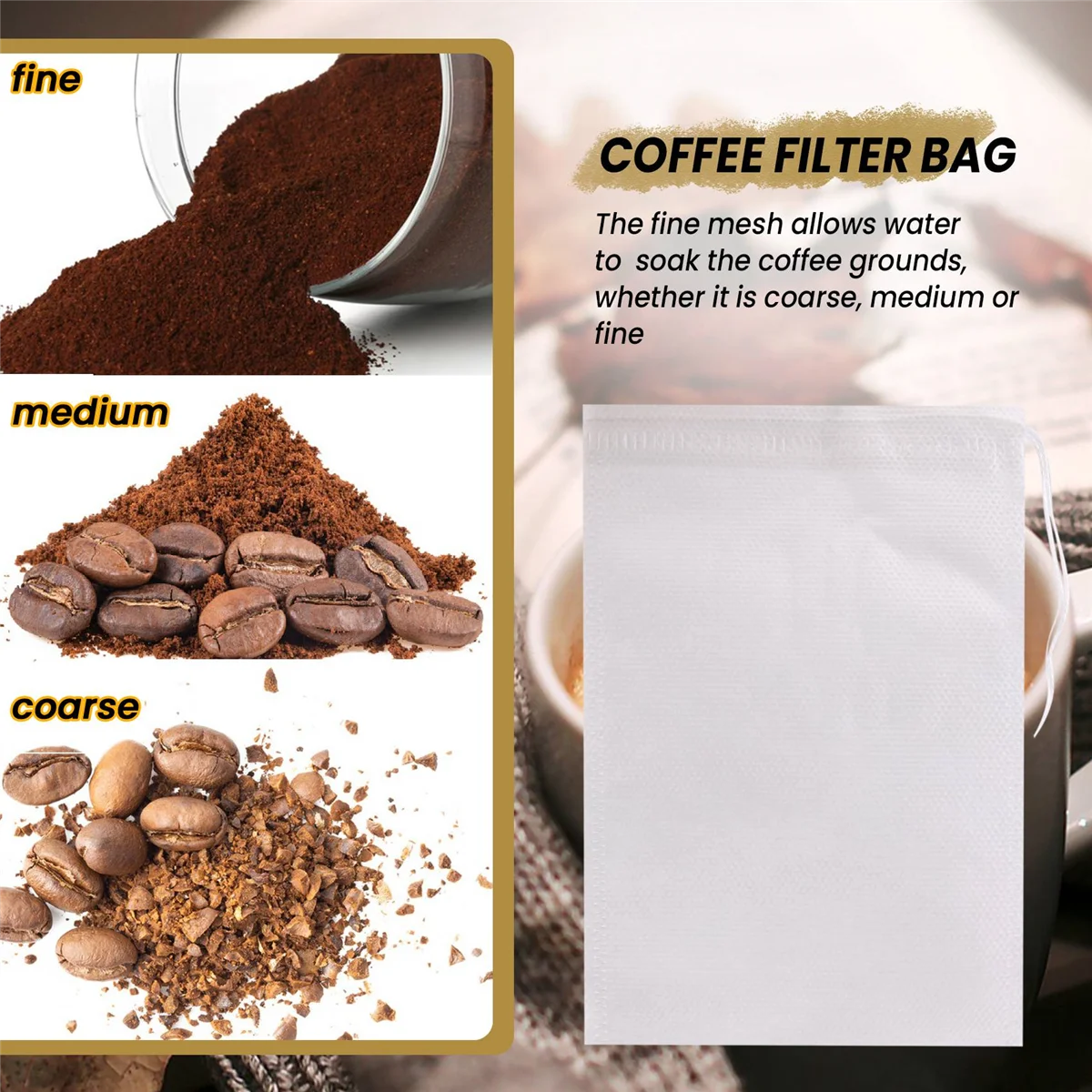 100 Pieces of Mess- Cold Brewing Bag Disposable Coffee Filter Bag Fine Mesh Brewing Drawstring