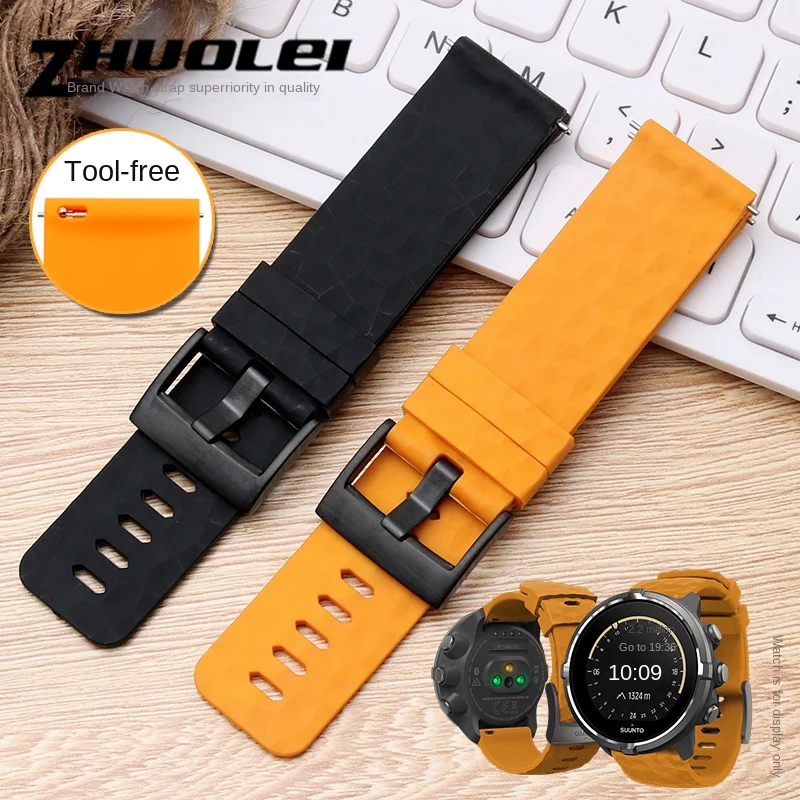 High-Quality Silicone Rubber Watch Strap with Metal Accents