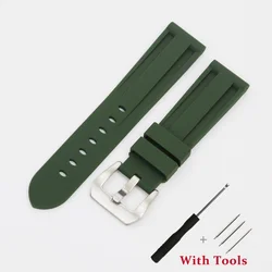 High Quality Silicone Waterproof Sport Watch Strap Replacement - 24mm (Green)