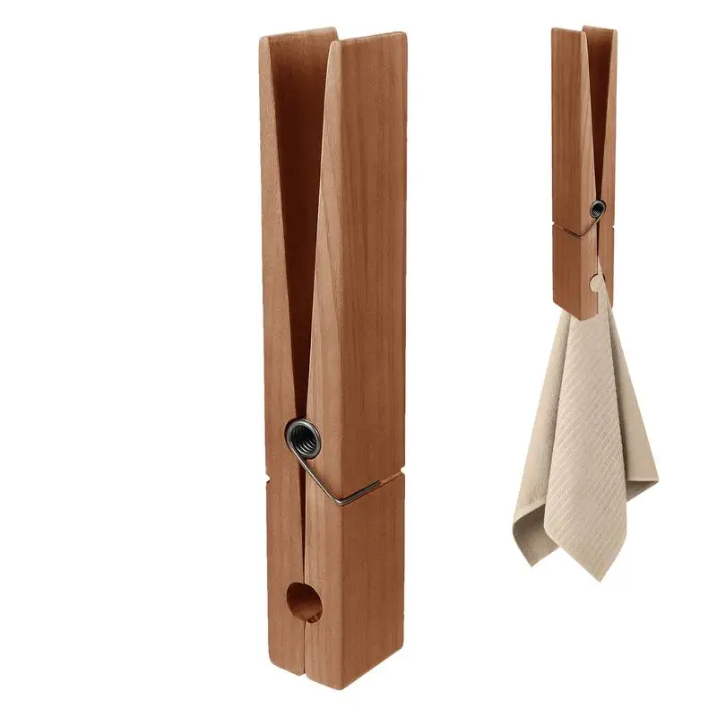 Wooden Giant Towel Clip Wall Mounted Bathroom Towel Holder Large Clothespin Hook Hardware Accessories Giant Clothespin Holder