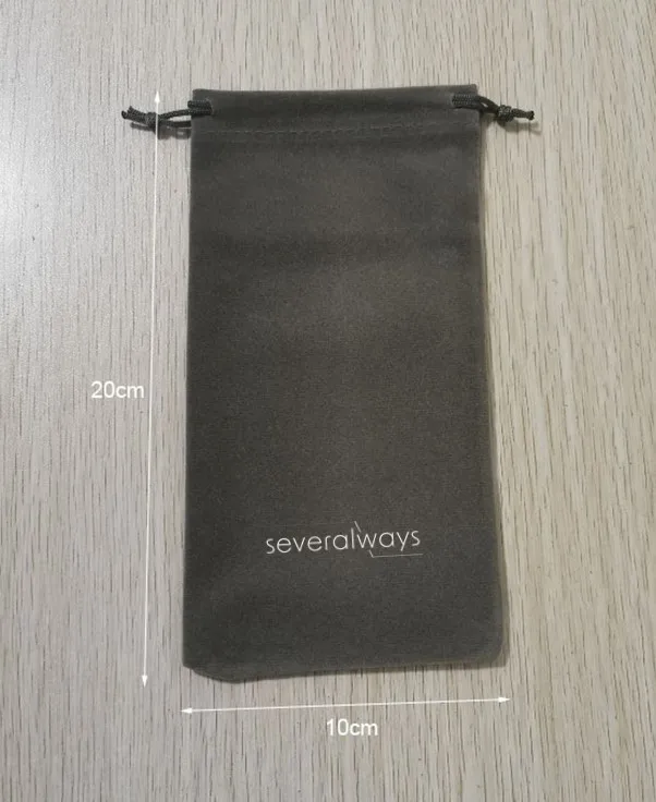

200PCS Customised Logo 10x20cm Gray Velvet Bags Drawstring Gift Pouches Printed With White Logo