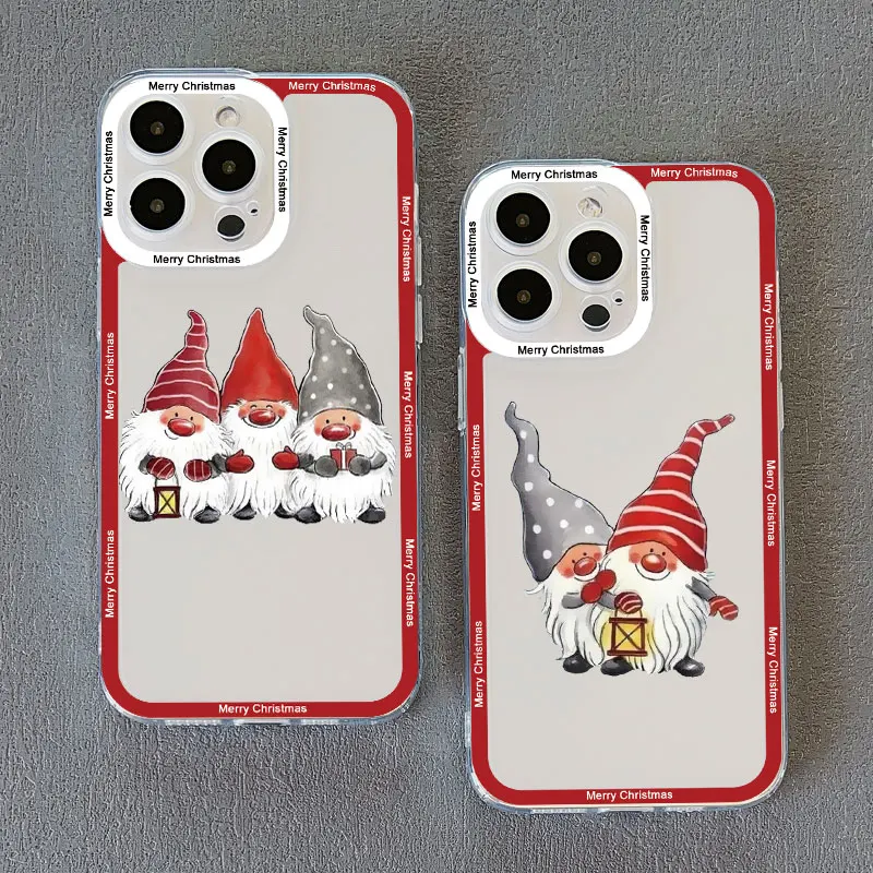 Festive Santa Claus Clear Phone Case - Cute Holiday Design, Durable Transparent Back Cover