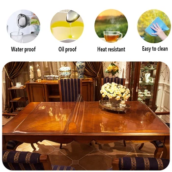 Alternative view of Soft Glass Flexible Tablecloth Liquid Film Oilcloth for Table Transparent Floor Mat Table Protector Cover Pvc Silicone Cloth