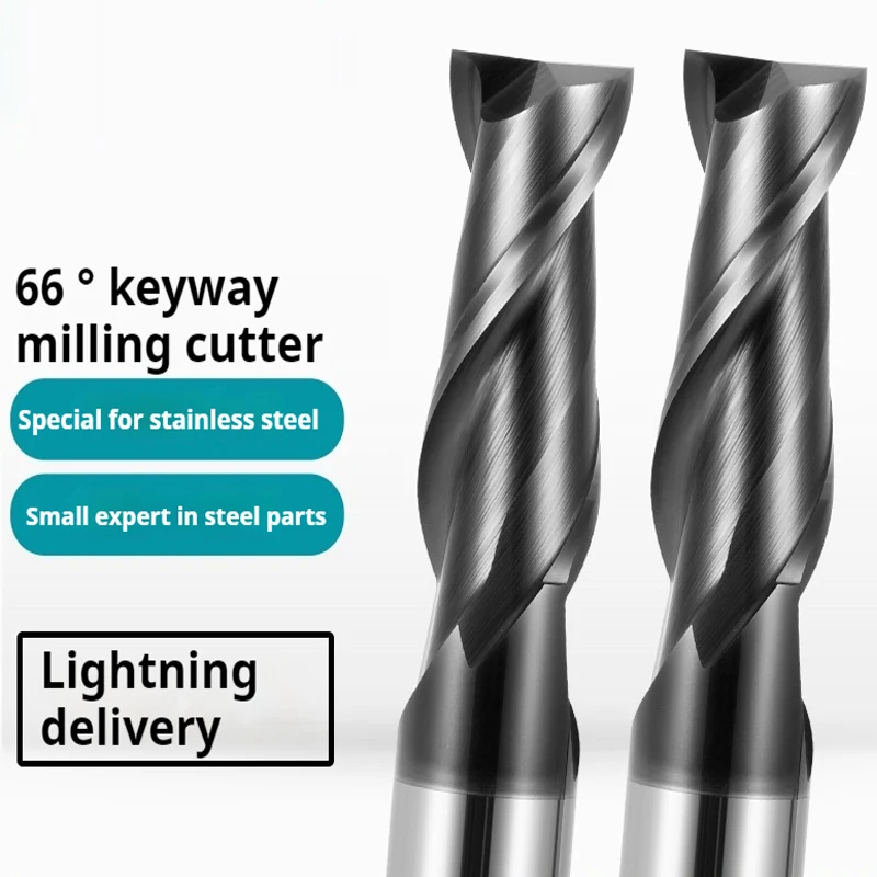 XMSJ HRC66 Tungsten Steel Carbide 2-Flute Nano Coating Flat End Mills CNC Machining Center Milling Cutter Tools 1-20MM