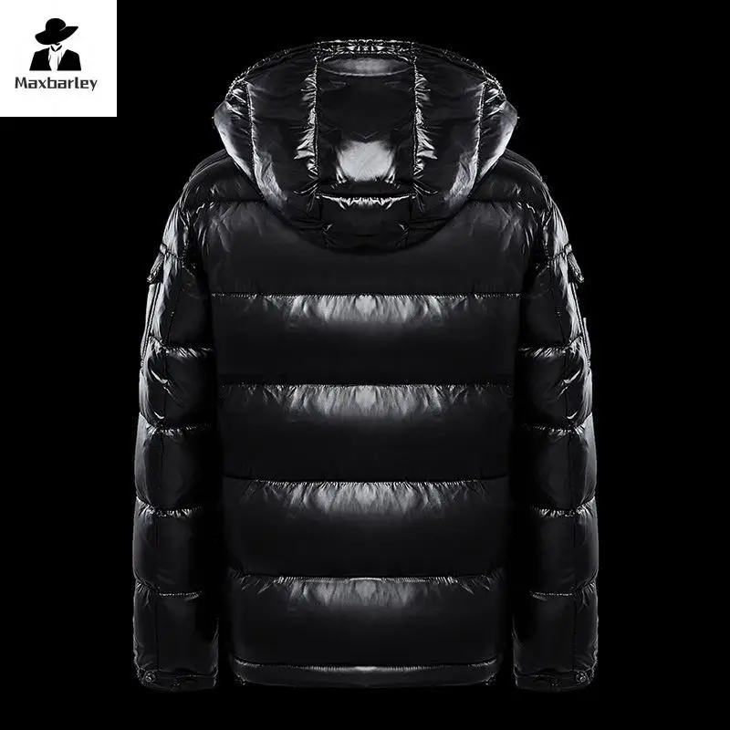 Herren Daunen jacke weiße Enten haube warm glänzend Herbst glänzend schwarz verdickt Winter flauschige rote Mantel jacke Luxus Herren bekleidung