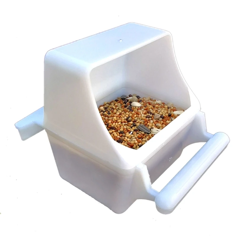 95AA Bird Feeder with Perch Plastic Parakeet Food Dispenser for Cage Splash-Proof Detachable Easy to Clean Cage Accessories