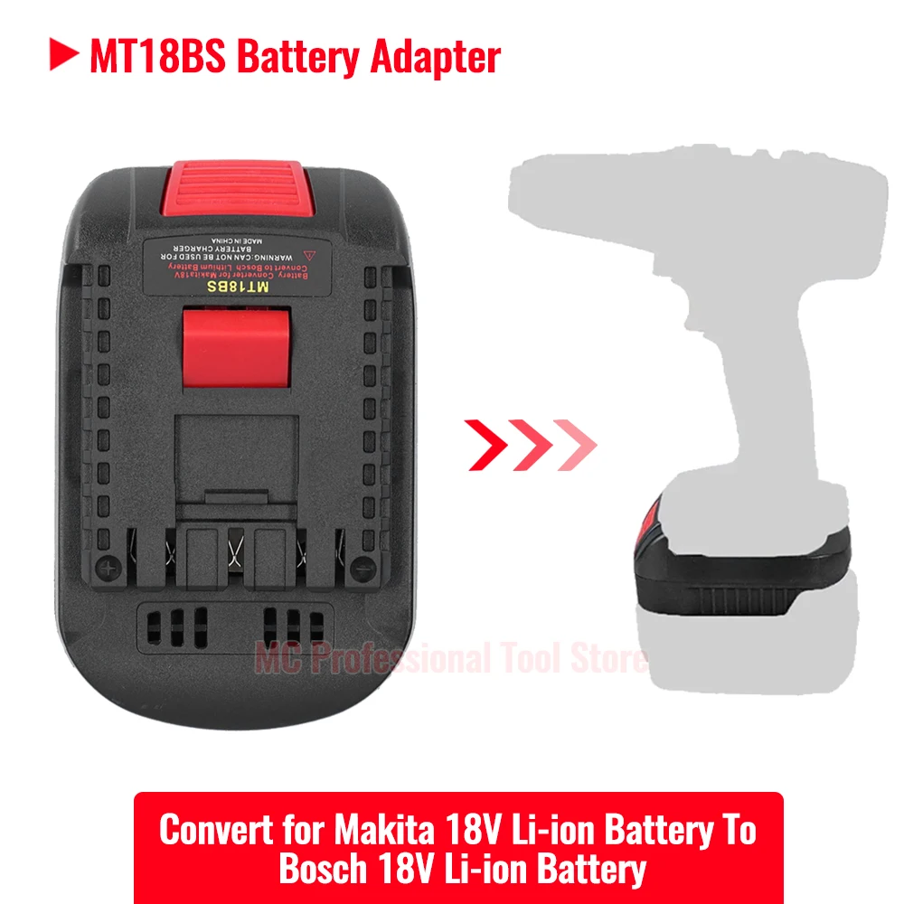อะแดปเตอร์แปลง MT18BS สําหรับแบตเตอรี่ Li-Ion Makita 18V ถึงสําหรับเครื่องมือไฟฟ้า Bosch 18V 1
