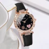 6PCS/Set Women Watches Fashion Heart Dial Leather Band Quartz Watch Leaf Bracelets Set ( Without Box ) 4