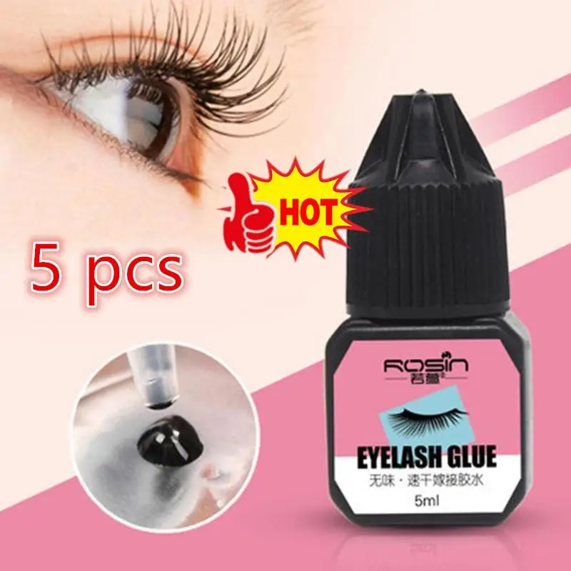 

5pcs 5ml Extra Strong Eyelash Glue Extension Low Smell 1 Second Fast Dry Lash Glue For False Eyelash Waterproof Adhesive Lift