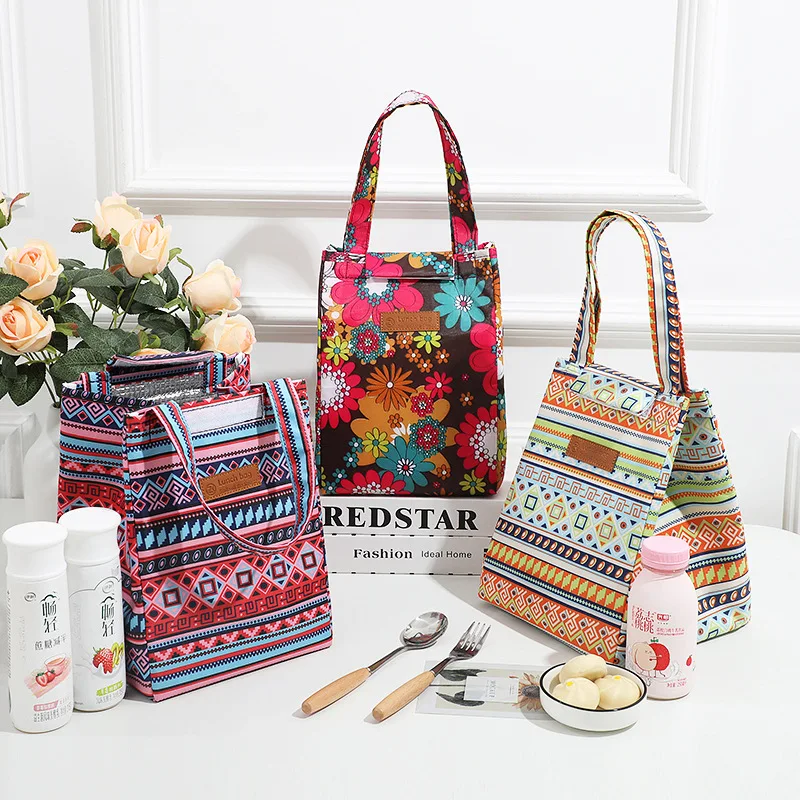 

Women Thermal Lunch Bag Aluminium Foil Insulated Food Cooler Bento Box Pouch Storage Container for Office Worker Student