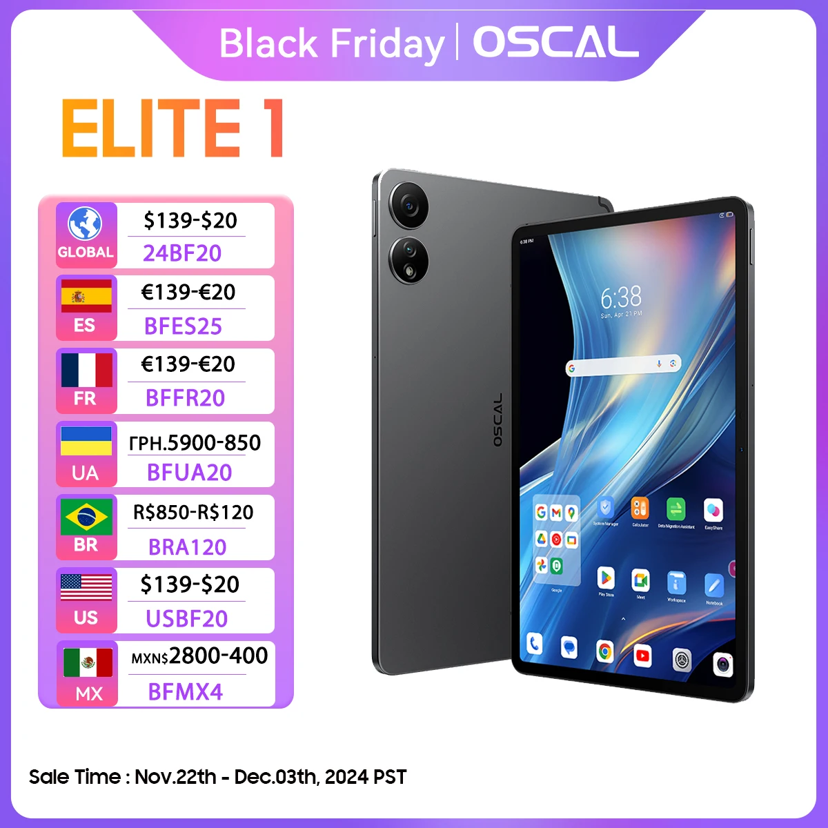 2024 OSCAL ELITE 1 Tablet Android 14 Blackview 12.1 inch 2.5K 