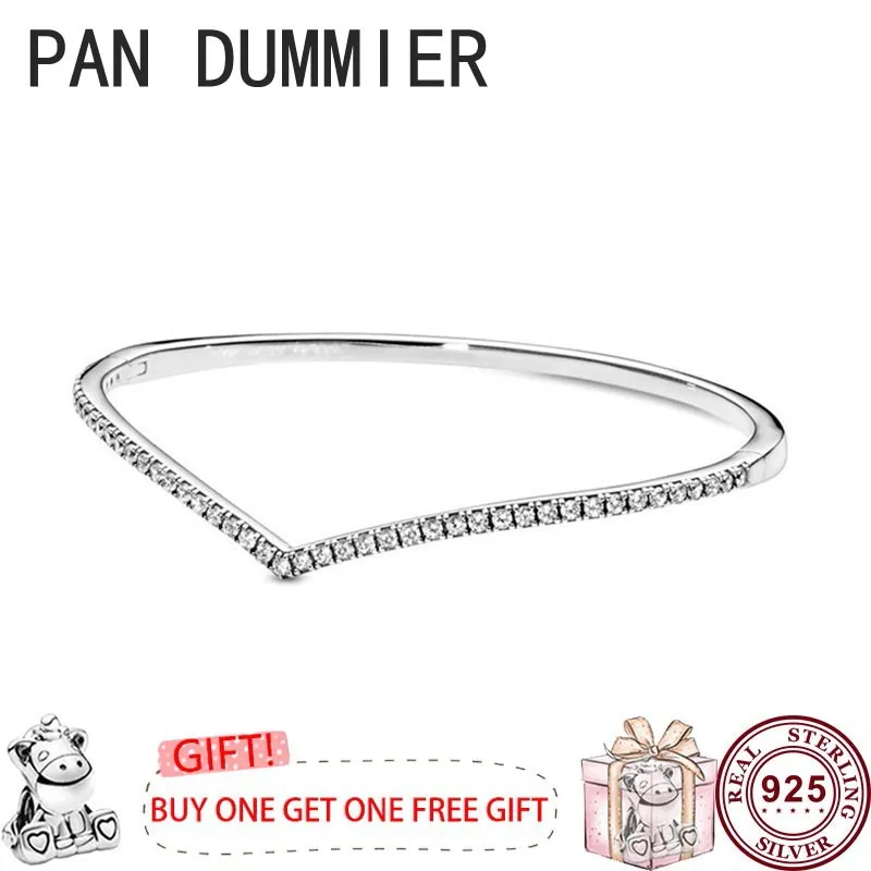Hot 925 Silver Delicate Wishbone V-shaped Women's Classic Logo Bracelet Suitable for Original High Quality Charm Jewelry