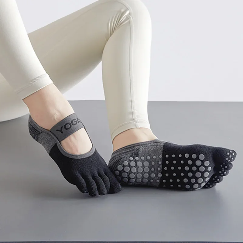 Five Fingers Yoga Socks Silicone Anti-slip Cotton Pilates Socks Women Backless Breathable Gym Fitness Running Dance Sports yoga socks