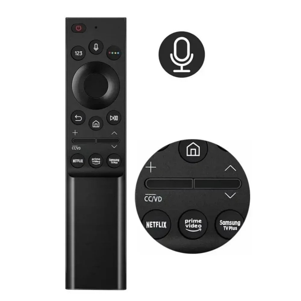 サムスンテレビ用ユニバーサル音声リモコン交換品、Netflixプライムビデオボタン付き、4K UHD LED LCDテレビ対応